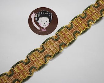 5 Yards 1" Dark Green-Gold Metallic Braid