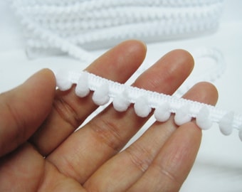 5 yards 0.5 cm Mini Pom Pom Trim, White Pom Pom Trim, Pom Pom Fringe, White Trim, Wholesale trims, white pom pom fringe, pom poms, white pom