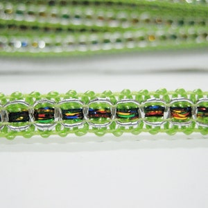5 yardas 5/16" adorno trenzado verde lima-plateado, trenza trenzada, adorno trenzado trenzado, trenza enrollada, adorno metálico dorado, trenza trenzada verde, verde lima
