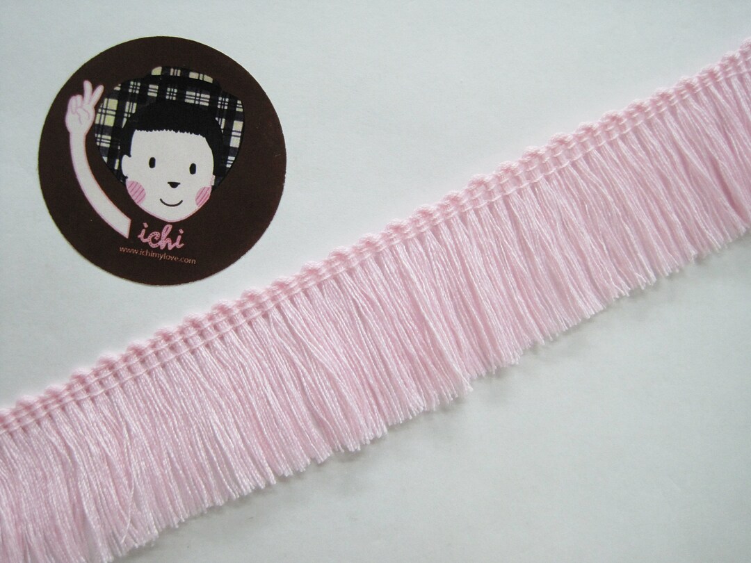 5 Yards Soft Pink Cotton Tassel Trim, Pink Trim, Pink Tassel Fringe