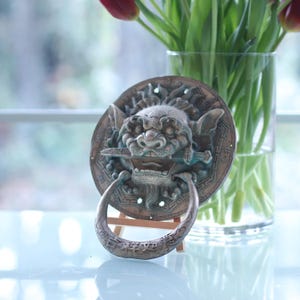 Large Old Chinese Foo Dog Door Knocker