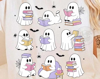 Boo Reader Ghost PNG, Book Lover Ghost PNG, Bookish Halloween PNG, Reading Shirt Design, Librarian Gift, Book Lover Gift