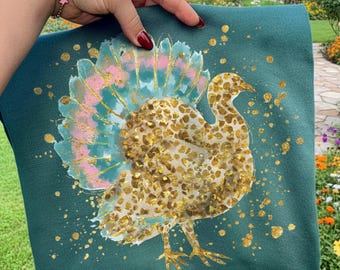 Leopard Turkey PNG, Preppy Thanksgiving PNG, Faux Glitter Fall, Girly Splatter Turkey Design, Trendy Fall PNG Download
