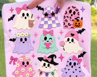 Coquette Ghost PNG Bundle, Pink Halloween PNG, Cute Spooky Season Sublimation Design, Girly Ghost Clipart, Trendy Fall Shirt File