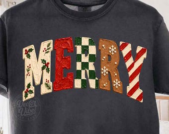 Merry Christmas PNG, Christmas Cookie Letter Design, Retro Holiday Sublimation, Gingerbread Candy Cane Festive Digital Download
