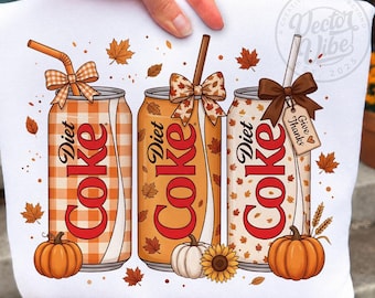 Fall Soda Lover PNG, Cozy Autumn Soft Drink Design, Pumpkin Spice Beverage Sublimation, Cute Thanksgiving Shirt Graphic