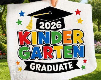Pre-K Graduate 2026 PNG, Kindergarten Graduation Shirt Design, Cute Kids School Graduate Sublimation Digital Download File