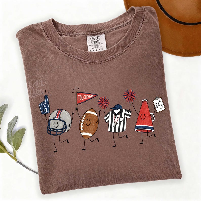 Football Doodles PNG, Game Day Tailgate Sublimation Design, Smiling Football Characters, Retro Sports Shirt PNG, Fall Football PNG image 6