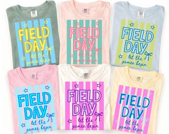Striped Neon Field Day PNG, Let The Games Begin, Teacher Retro School Gameday, Colorful End of Year PNG, Trendy Student Gameday