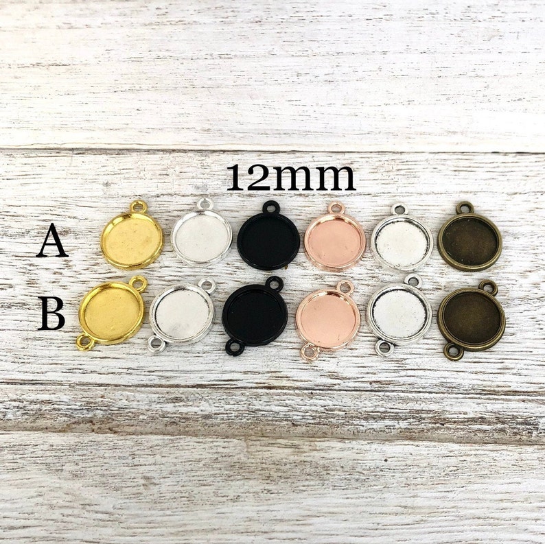 Necklaces and Charms Tray Setting Lead and Nickel Free 12mm Round Connector or Blank Pendant for Bracelets