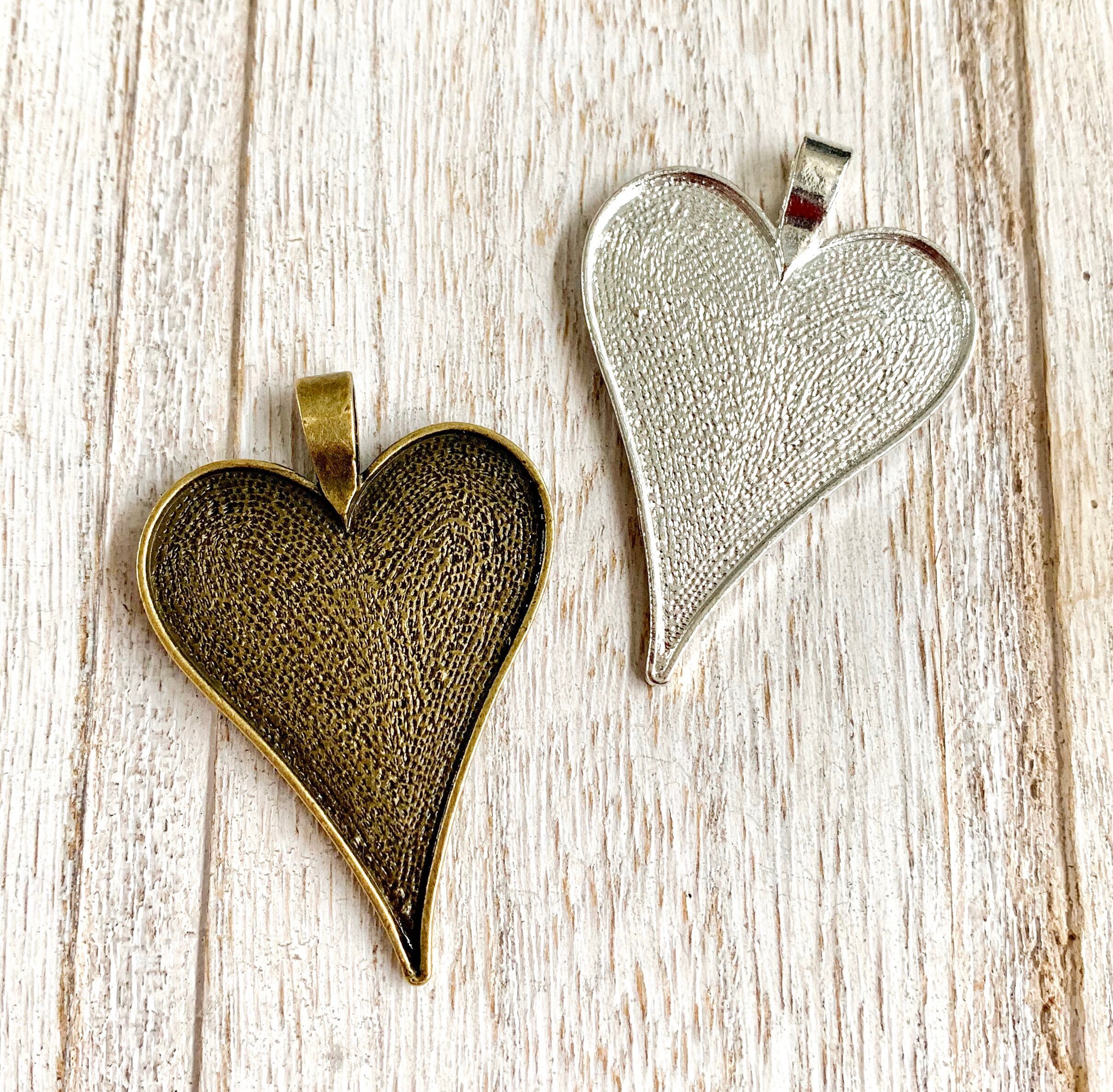 6 Heart Photo pendant Frame charms Sterling silver plated Etsy