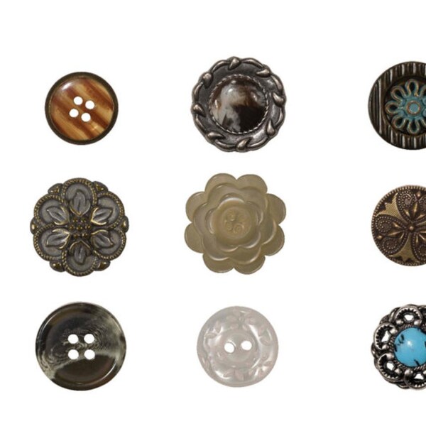 50% OFF - set of 9 Tim Holtz - Idea-ology Collection - Accoutrements - Buttons
