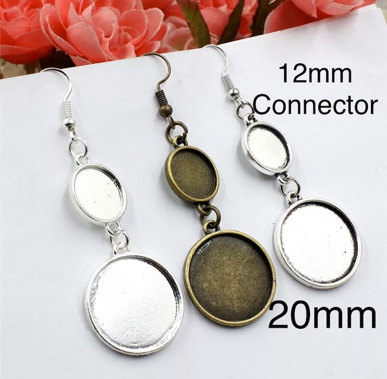 Necklaces and Charms Tray Setting Lead and Nickel Free 12mm Round Connector or Blank Pendant for Bracelets