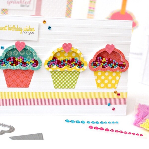 50% DIY Card making kit Cupcake and Ice Cream Shaker card with metal dies