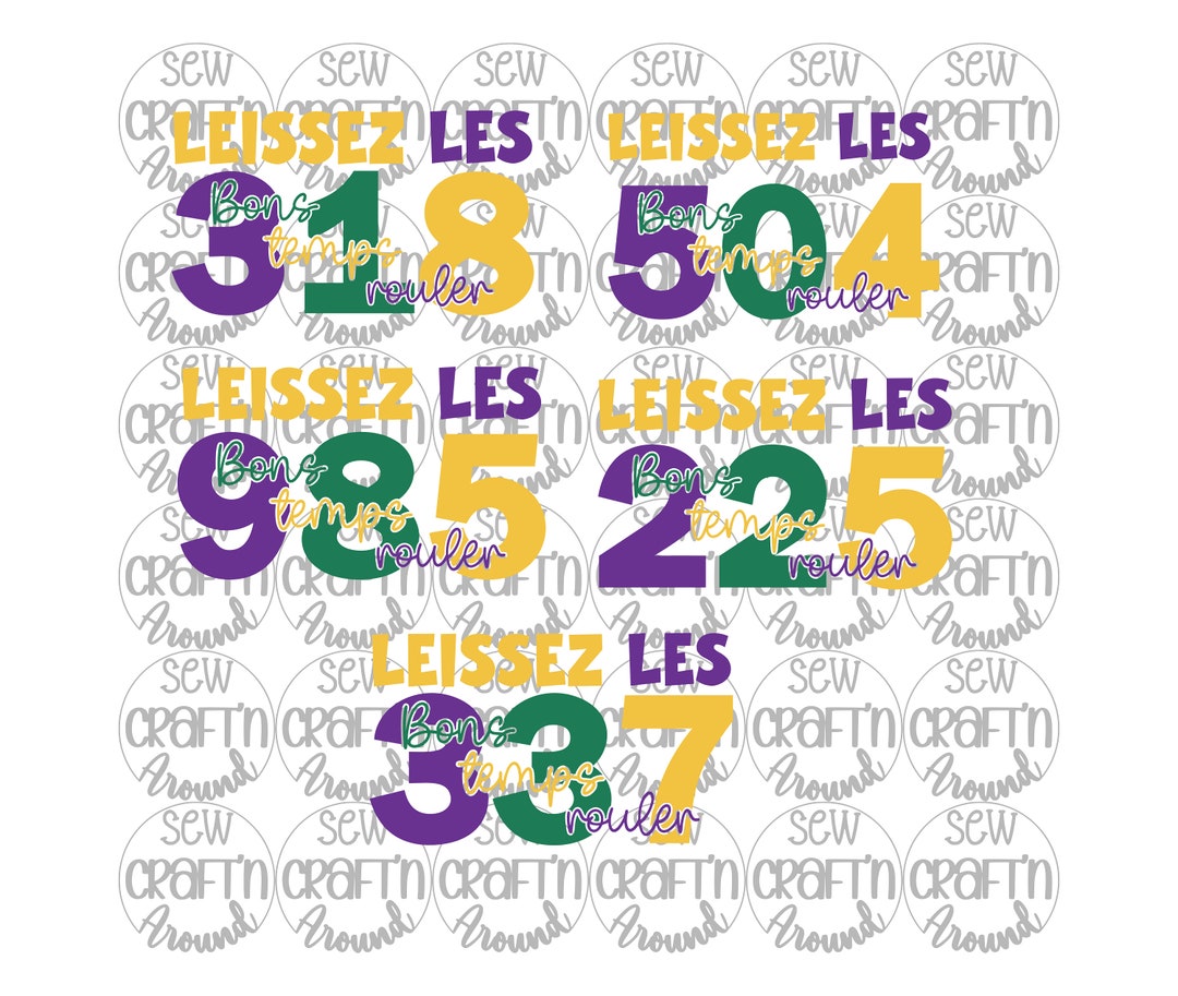Louisiana Area Code Mardi Gras SVG, Mardi Gras Area Code Bundle