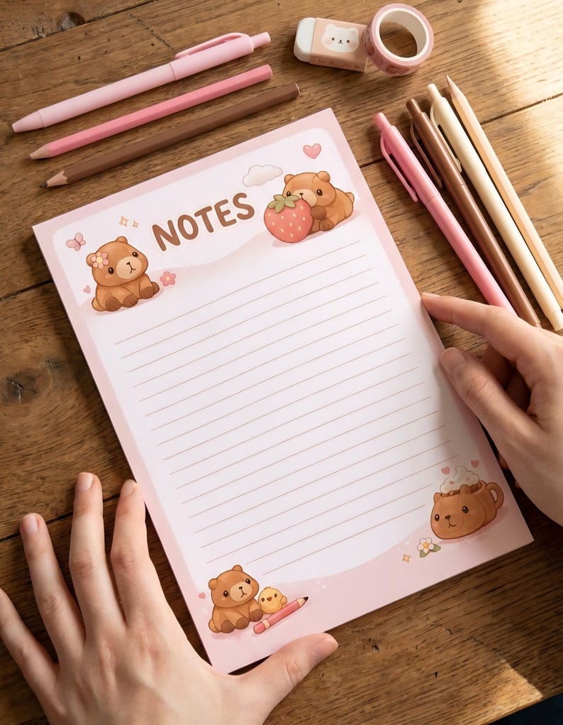 Capybara Notepad Pages | Cute Capybara Digital Notepad Set | A5 ...