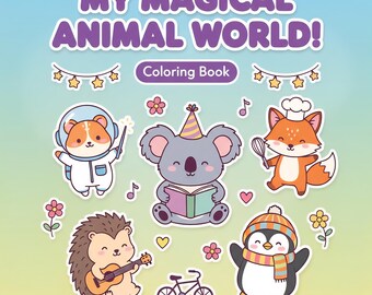 My Magical Animal World Coloring Book | Fantasy Animal Coloring Pages | Cute Magical Creatures | Printable Coloring Book | Digital PDF