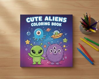 Livre de coloriage extraterrestre mignon | Créatures spatiales kawaii | Pages à colorier numériques pour enfants et adultes | PDF imprimable | Art amusant de la galaxie