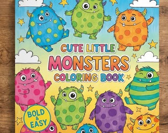 Cute Little Monsters Coloring Book | Kawaii Monster Pages | Fun Kids Activity | Printable Cute Creatures | Digital Download