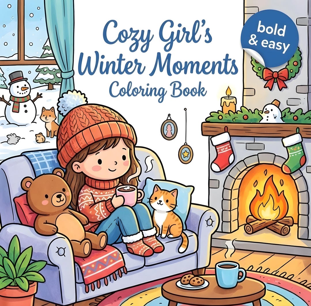 Cozy Girl’s Winter Moments Coloring Book | Cozy Winter Scenes | Cute ...