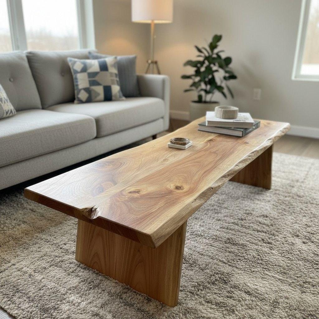 新品・未開封　 天然木　ライブエッジコーヒーテーブル Live edge coffee table - Etsy 日本