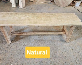 Handmade Reclaimed Oak Bench – Vintage  Long Rustic Wooden Entryway Seating