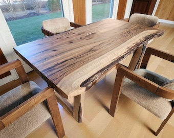 Handcrafted Walnut Live Edge Dining Table - Custom Parota Slab