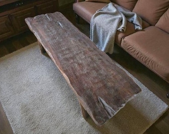 Rustic Reclaimed Oak Coffee Table – Live Edge Wood, Handcrafted