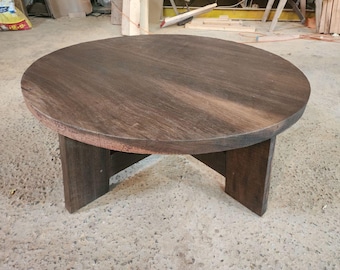 Modern Rustic Low Coffee Table – Live Edge Reclaimed Round Style