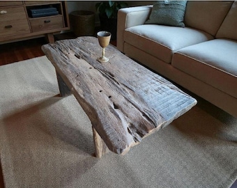 Handmade Rustic Live Edge Reclaimed Wood Coffee Table – Solid Natural Centerpiece
