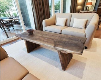 Handcrafted Live Edge Reclaimed Wood Coffee Table – Rustic Solid Wood Furniture for Modern Homes