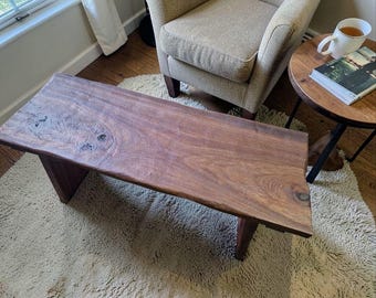 Reclaimed Wood Coffee Table – Live Edge Farmhouse Centerpiece, Rustic Furniture
