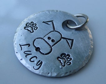 Hand Stamped Aluminum Pet ID Tag