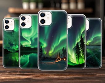 Funda para teléfono con diseño de cielo nocturno y auroras boreales para iPhone 17, 17Pro, 16, 15, 14, 13, 12, Samsung S25, S24Fe, S23, A16, A56, Pixel 10Pro, 9A