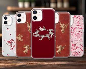 Funda de teléfono Cupidon con diseño de corazón para iPhone 17, 17Pro, 16, 15, 14, 13, 12, Samsung S25, S24Fe, S23, A16, A56, Pixel 10Pro, 9A