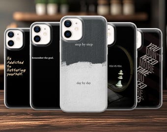 Funda inspiradora con motivación para iPhone 17, 17Pro, 16, 15, 14, 13, 12, Samsung S25, S24Fe, S23, A16, A56, Pixel 10Pro, 9A