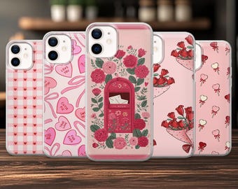 Funda de teléfono con diseño de corazón para San Valentín para iPhone 17, 17Pro, 16, 15, 14, 13, 12, Samsung S25, S24Fe, S23, A16, A56, Pixel 10Pro, 9A