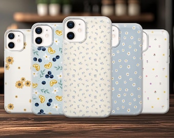 Funda minimalista con diseño de flores silvestres para iPhone 17, 17 Pro, 16, 15, 14, 13, 12, Samsung S25, S24 FE, S23, A16, A56, Pixel 10 Pro, 9A