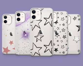 Funda minimalista con diseño de estrella grunge para iPhone 17, 17Pro, 16, 15, 14, 13, 12, Samsung S25, S24Fe, S23, A16, A56, Pixel 10Pro, 9A