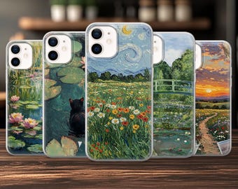 Funda artística de Claude Monet para iPhone 17, 17Pro, 16, 15, 14, 13, 12, Samsung S25, S24Fe, S23, A16, A56, Pixel 10Pro, 9A