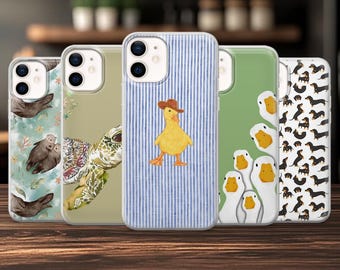 Funda minimalista con diseño de animales para iPhone 17, 17Pro, 16, 15, 14, 13, 12, Samsung S25, S24Fe, S23, A16, A56, Pixel 10Pro, 9A