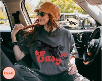 Comfort Colors® Easy Tiger Comfort Colors T Shirt, Vintage Tiger Graphic Tee, Retro Animal Shirt, Western Boho Gift, Trendy Graphic Tee