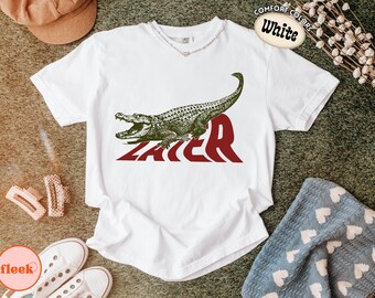 Comfort Colors® Personalized Alligator T Shirt, Custom Name Gator Graphic Tee, Southern Preppy Animal Shirt, Cute Reptile Gift
