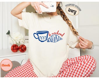 Comfort Colors® Weekend Sippin T Shirt, Patriotic Coffee Graphic Tee, Fourth of July Shirt, Americana Weekend Vibes Top