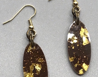 Panning for Gold: Handmade Earrings Featuring Acrylic Beads With Flecks of Gold Foil