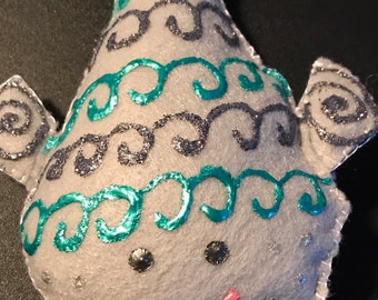 Wavy: Hand Sewn Whale Plush Toy Featuring Fabric Paint Decorations