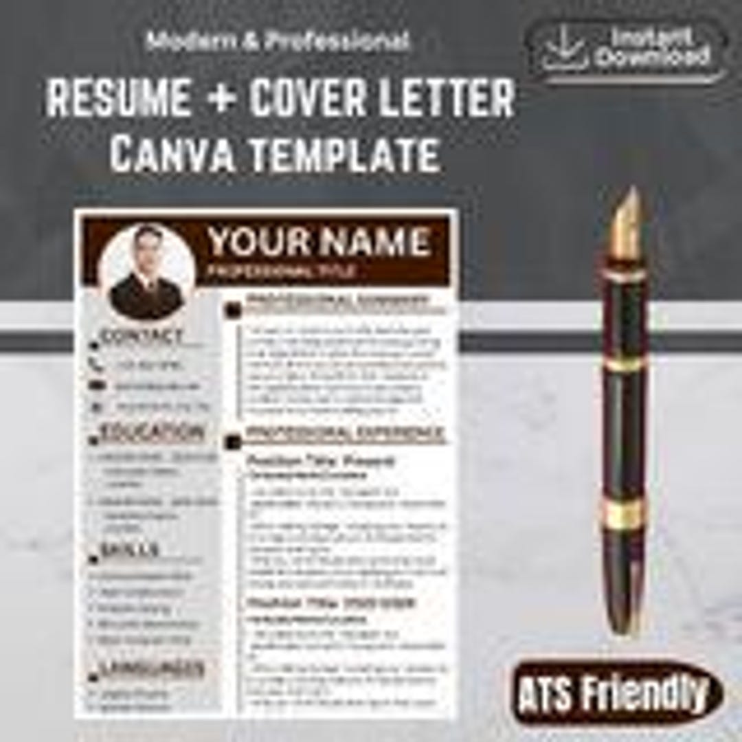Modern Resume & Cover Letter Template | Canva Resume | ATS Friendly CV ...