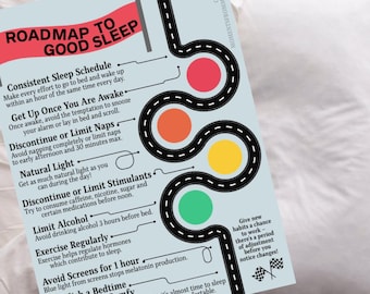 Roadmap to Good Sleep; Mental Health Printable | INSTANT DOWNLOAD