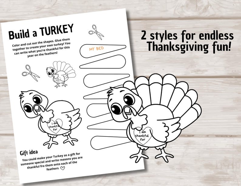 Build a Turkey Printable Craft for Kids | Thanksgiving Activity and ...