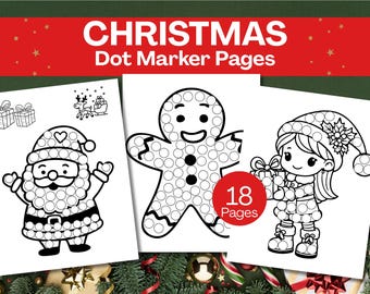Christmas Do-A-Dot Coloring Pages | Holiday Dot Marker Activity for Toddlers & Preschoolers | Dot painting activity sheets for kids